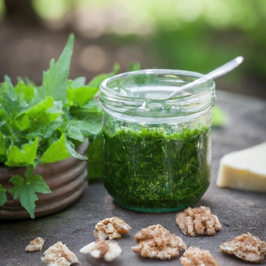 Brennnessel-Pesto Rezept mit Wahlnüssen - Einfach grünlich