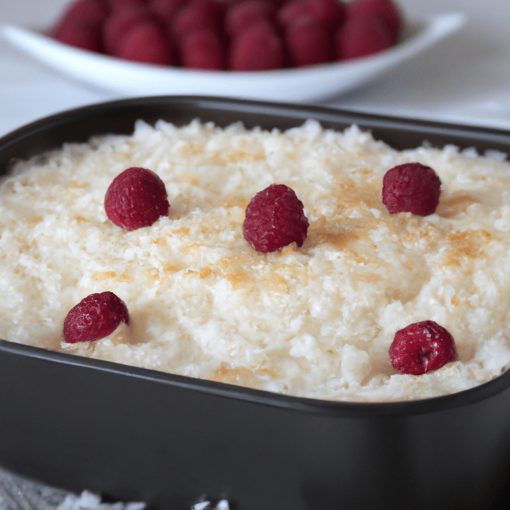 Veganer zuckerfreier Himbeere Kokos Milchreiskuchen - Einfach grünlich